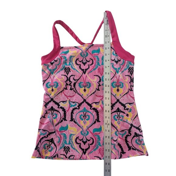 Soybu Tank Top Womens Medium Pink Paisley Damask Built-in Bra Strappy Back - Picture 4 of 8